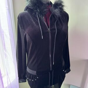 Black Faux Fur Trimmed Women's DressJacket